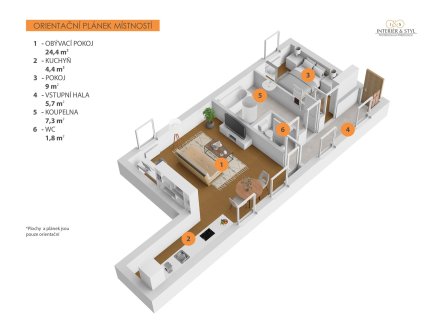 Prodej bytu, 2+kk, 54 m²