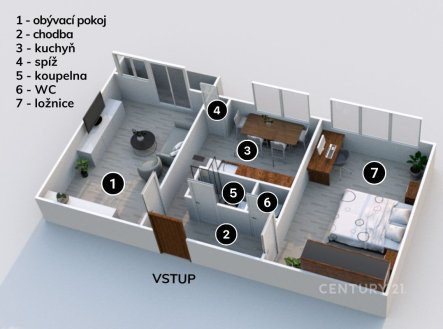 Prodej bytu, 2+1, 58 m²