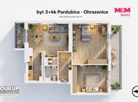 Prodej bytu, 3+kk, 69 m²