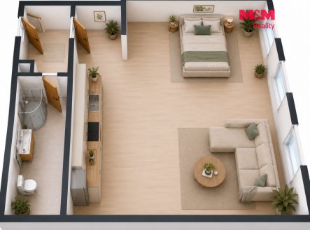 Pronájem bytu, 1+kk, 34 m²