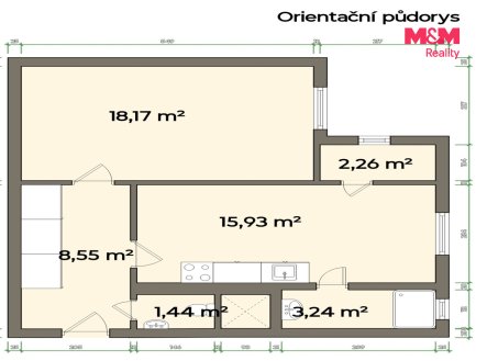 Pronájem bytu, 1+1, 51 m²