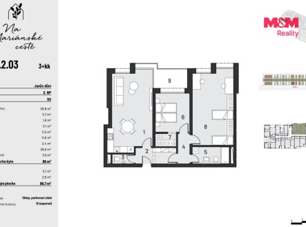 Prodej bytu, 3+kk, 89 m²