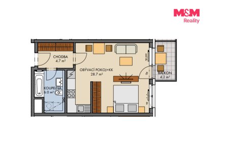 Prodej bytu, 1+kk, 41 m²