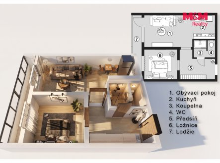 Prodej bytu, 2+kk, 46 m²