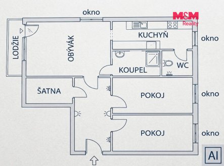 Pronájem bytu, 3+kk, 72 m²