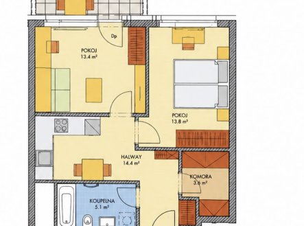 Prodej bytu, 2+1, 53 m²