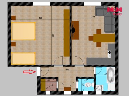 Prodej bytu, 2+kk, 53 m²