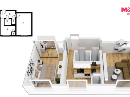 Prodej bytu, 2+1, 52 m²