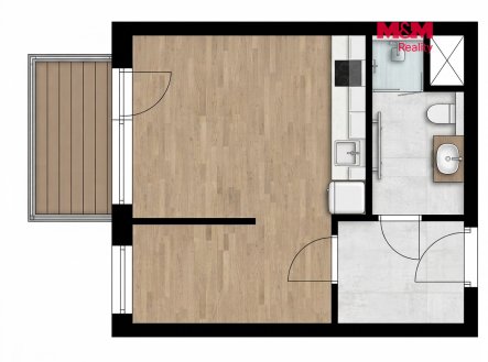 Pronájem bytu, 1+kk, 34 m²