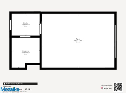 Pronájem bytu, 1+kk, 29 m²