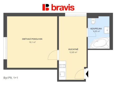 Pronájem bytu, 2+kk, 36 m²