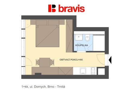 Pronájem bytu, 1+kk, 24 m²