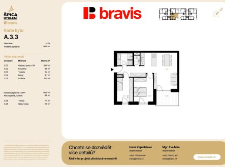 Prodej bytu, 3+kk, 78 m²