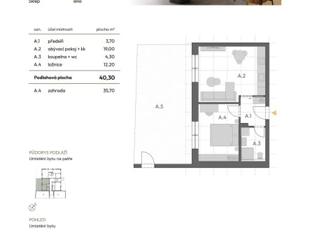 Prodej bytu, 2+kk, 40 m²