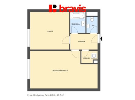 2+kk Houbalova 61,2m2 | Pronájem bytu, 2+kk, 61 m²
