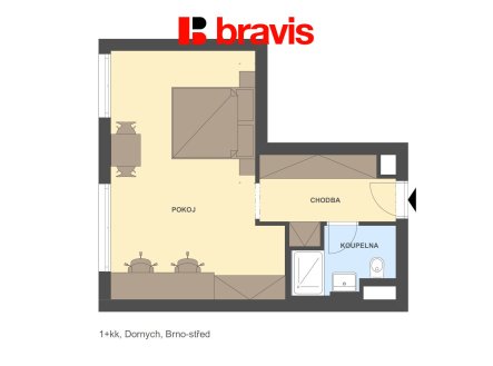 Pronájem bytu, 1+kk, 24 m²