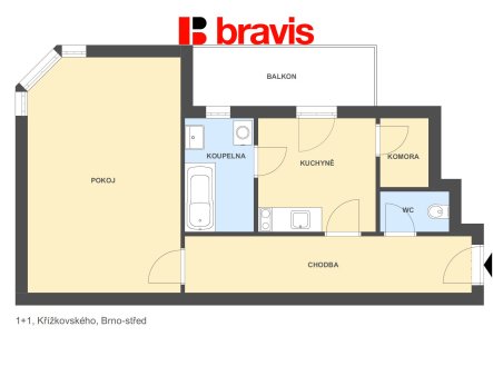 Pronájem bytu, 1+1, 42 m²