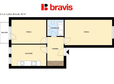 Pronájem bytu, 2+1, 56 m²