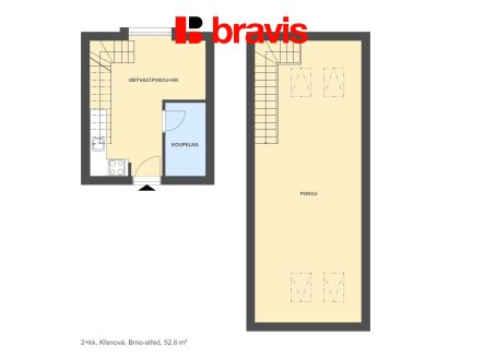 Pronájem bytu, 2+kk, 53 m²