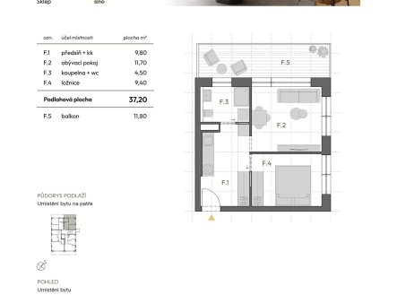 Prodej bytu, 2+kk, 37 m²