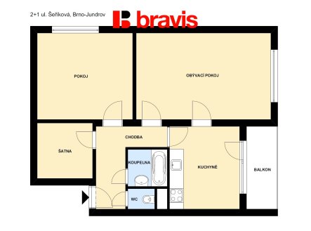 Pronájem bytu, 2+1, 62 m²