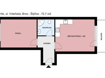 Pronájem bytu, 2+kk, 73 m²