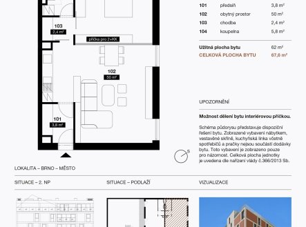 Prodej bytu, 2+kk, 68 m²