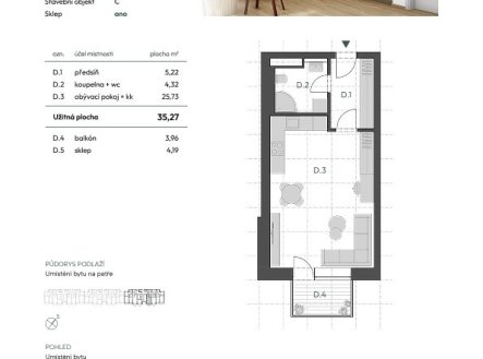 Prodej bytu, 1+kk, 43 m²