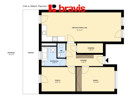 Pronájem bytu, 3+kk, 72 m²