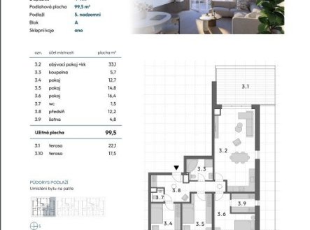 Prodej bytu, 4+kk, 99 m²