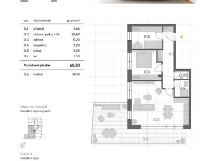 Prodej bytu, 3+kk, 65 m²