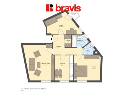 Prodej bytu, 3+1, 85 m²