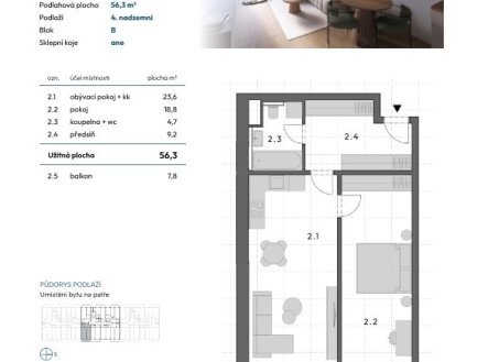 Prodej bytu, 2+kk, 56 m²