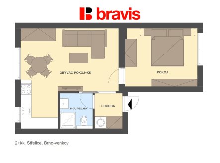 Pronájem bytu, 2+kk, 48 m²
