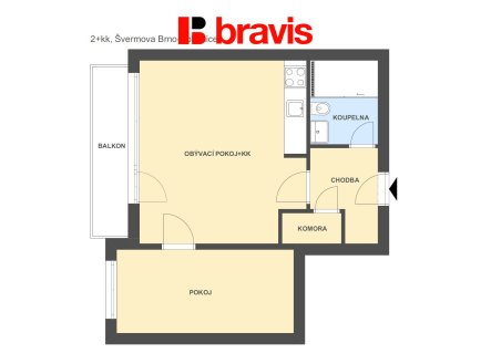 Pronájem bytu, 2+kk, 49 m²