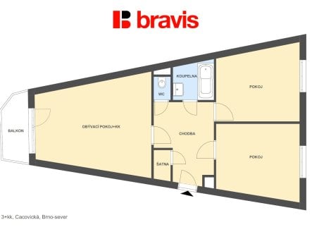 Prodej bytu, 3+kk, 70 m²