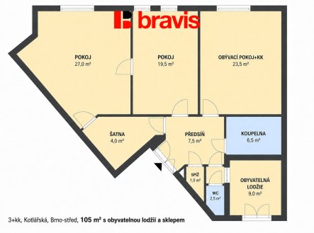 Prodej bytu, 3+kk, 105 m²