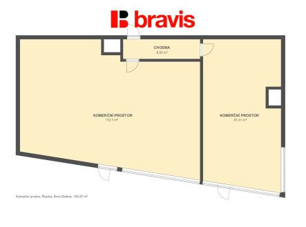 Pronájem obchodní prostory, 186 m²