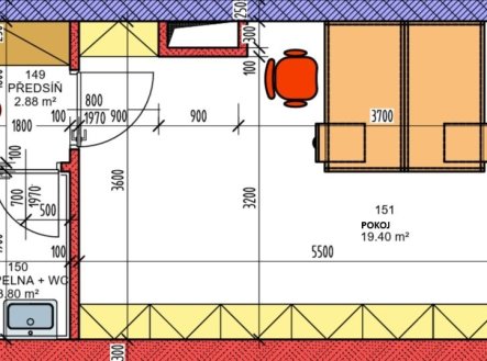 Pronájem bytu, 1+kk, 27 m²