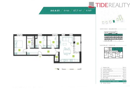 Prodej bytu, 4+kk, 88 m²