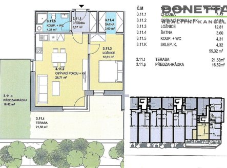 Pronájem bytu, 2+kk, 95 m²