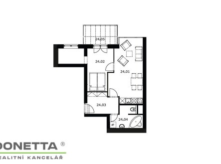 Pronájem bytu, 2+kk, 59 m²