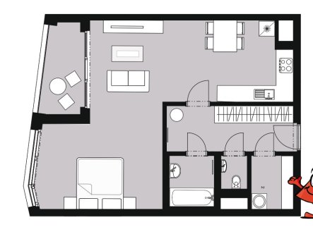Pronájem bytu, 1+kk, 61 m²