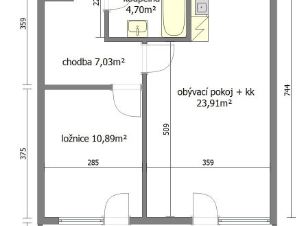 Pronájem bytu, 2+kk, 61 m²