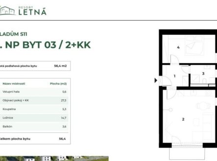 Prodej bytu, 2+kk, 57 m²