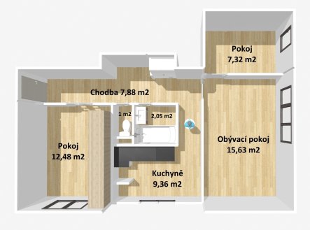 Prodej bytu, 3+1, 56 m²