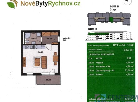 plan | Pronájem bytu, 1+kk, 38 m²