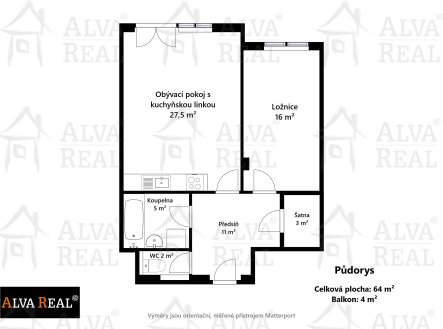 Pronájem bytu, 2+kk, 66 m²