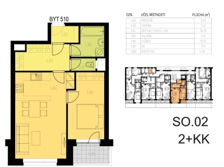 Prodej bytu, 2+kk, 53 m²