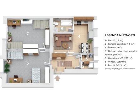 Pronájem bytu, 3+kk, 75 m²